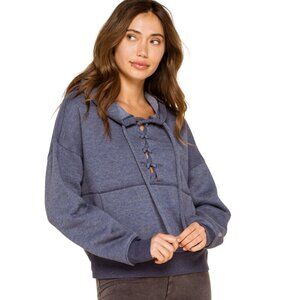 FREE PEOPLE Believer Womens Navy Sweat Hoodie Large L Blue Loungewear Trendy